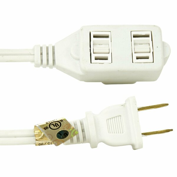 Sunlite 9-Foot Household Extension Cord, Three 2-Prong Polarized Sockets, Tamper Guards, Indoor Use, White 04110-SU